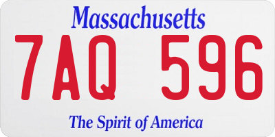 MA license plate 7AQ596