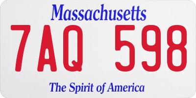 MA license plate 7AQ598