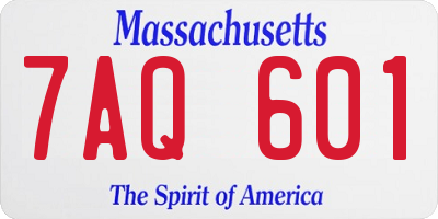MA license plate 7AQ601