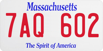 MA license plate 7AQ602