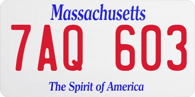 MA license plate 7AQ603