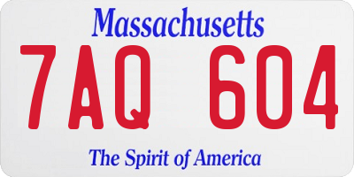 MA license plate 7AQ604