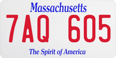 MA license plate 7AQ605