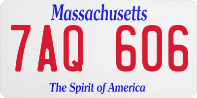 MA license plate 7AQ606