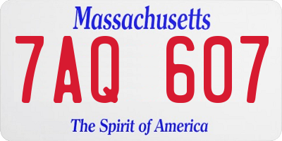 MA license plate 7AQ607