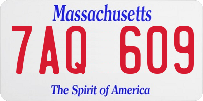 MA license plate 7AQ609