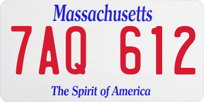 MA license plate 7AQ612