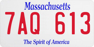 MA license plate 7AQ613