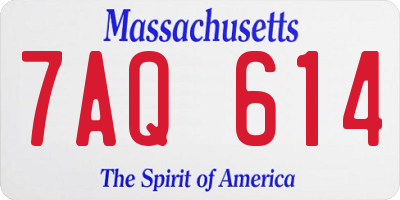 MA license plate 7AQ614
