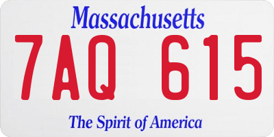 MA license plate 7AQ615