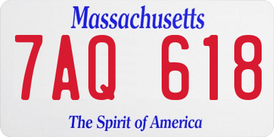 MA license plate 7AQ618