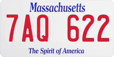 MA license plate 7AQ622