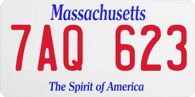 MA license plate 7AQ623