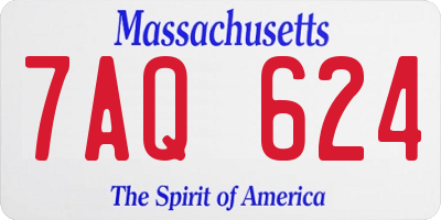 MA license plate 7AQ624