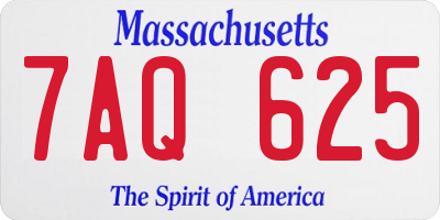 MA license plate 7AQ625