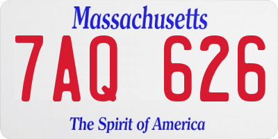 MA license plate 7AQ626