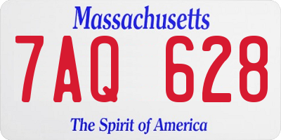 MA license plate 7AQ628