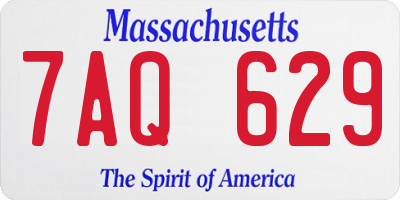 MA license plate 7AQ629