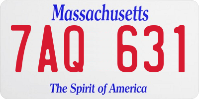 MA license plate 7AQ631