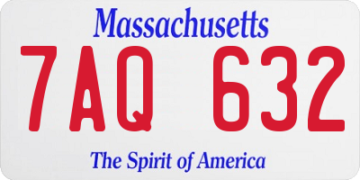 MA license plate 7AQ632