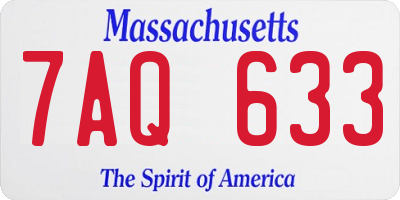 MA license plate 7AQ633