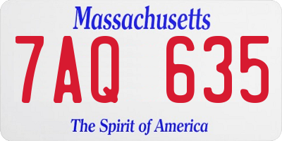 MA license plate 7AQ635