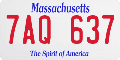 MA license plate 7AQ637
