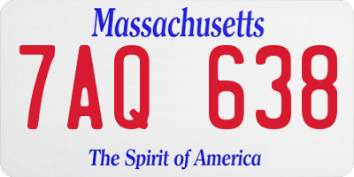 MA license plate 7AQ638