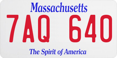 MA license plate 7AQ640
