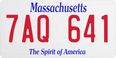 MA license plate 7AQ641