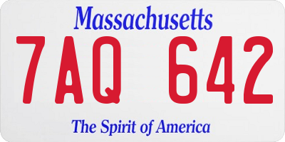 MA license plate 7AQ642