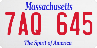 MA license plate 7AQ645
