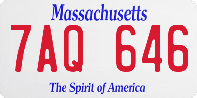 MA license plate 7AQ646