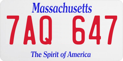 MA license plate 7AQ647