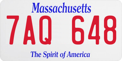 MA license plate 7AQ648
