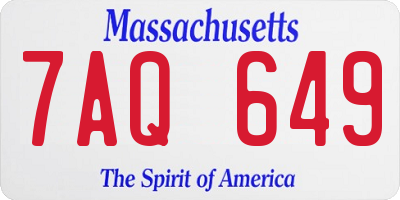 MA license plate 7AQ649