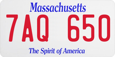 MA license plate 7AQ650