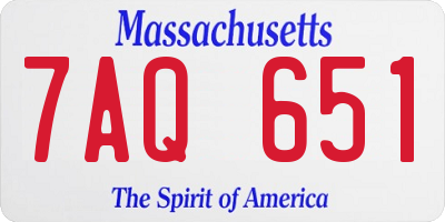 MA license plate 7AQ651