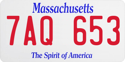 MA license plate 7AQ653