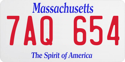 MA license plate 7AQ654