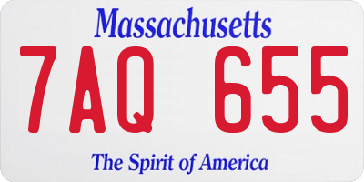 MA license plate 7AQ655