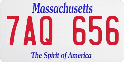 MA license plate 7AQ656