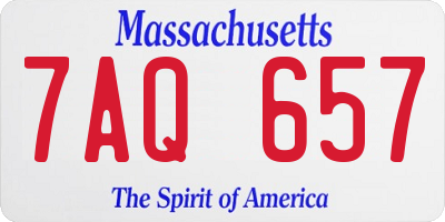 MA license plate 7AQ657