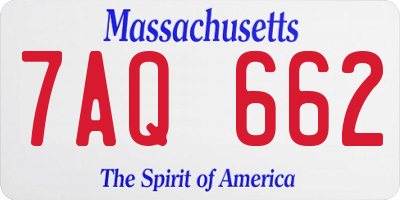 MA license plate 7AQ662