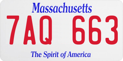 MA license plate 7AQ663