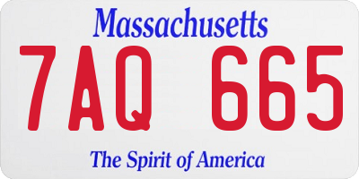 MA license plate 7AQ665