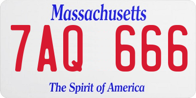 MA license plate 7AQ666