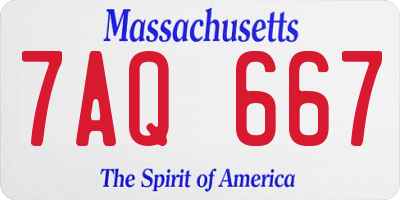 MA license plate 7AQ667