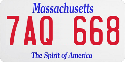 MA license plate 7AQ668