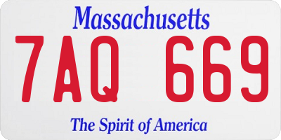 MA license plate 7AQ669